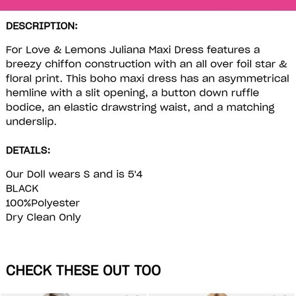 For Love & Lemons Juliana Maxi Dress Size S - Picture 10 of 10